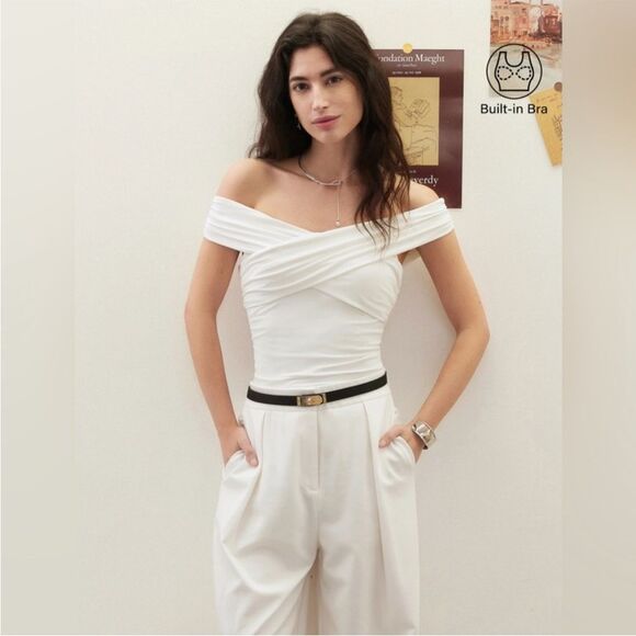 New OGL Eco-SkinKiss® Criss Cross Off Shoulder
New Airy Brami Top - White Size M - Picture 8 of 11